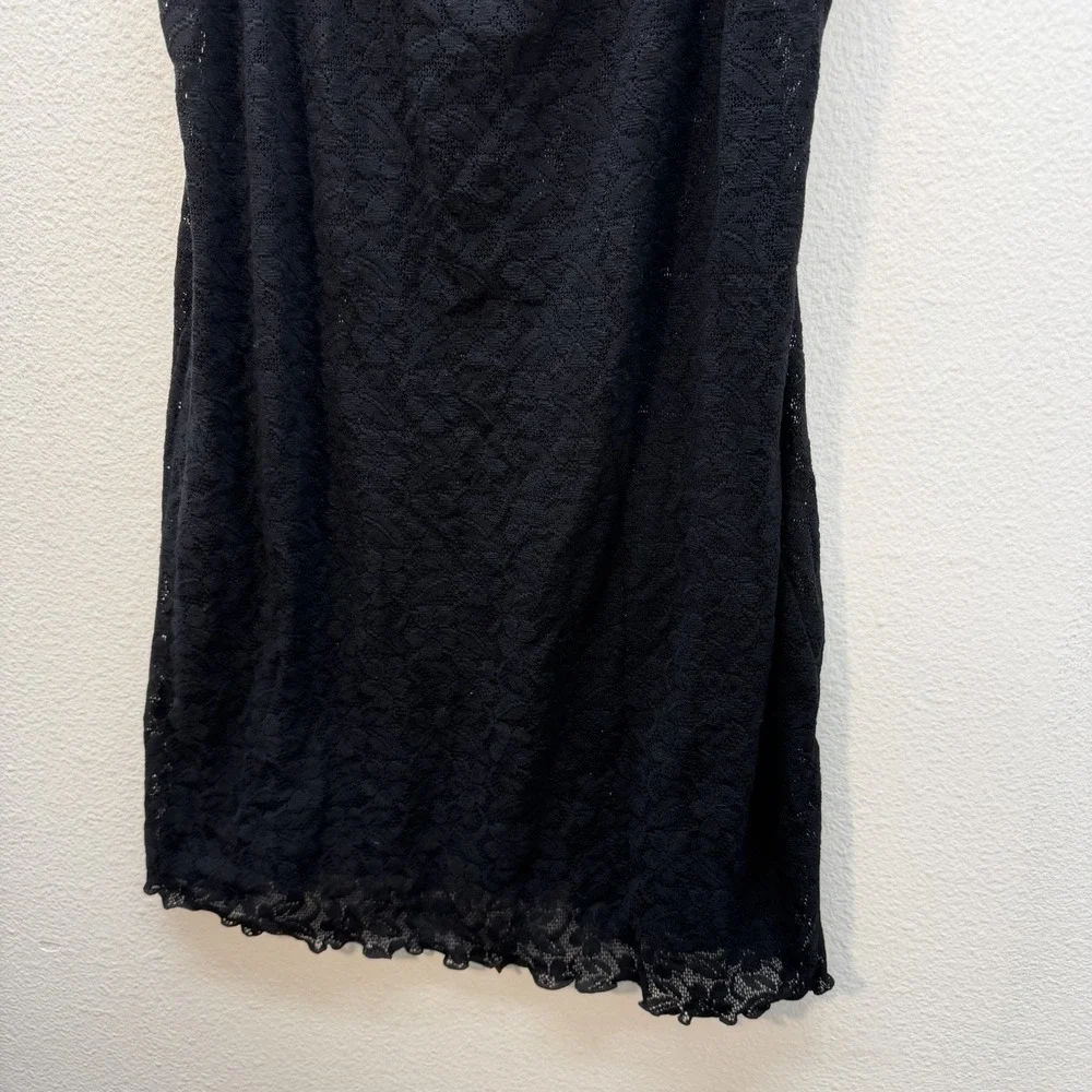 August Moon Slip Dress Mini Black All Over Lace Sheer Fairy Whimsigoth Y2K Sz L - Picture 3 of 8